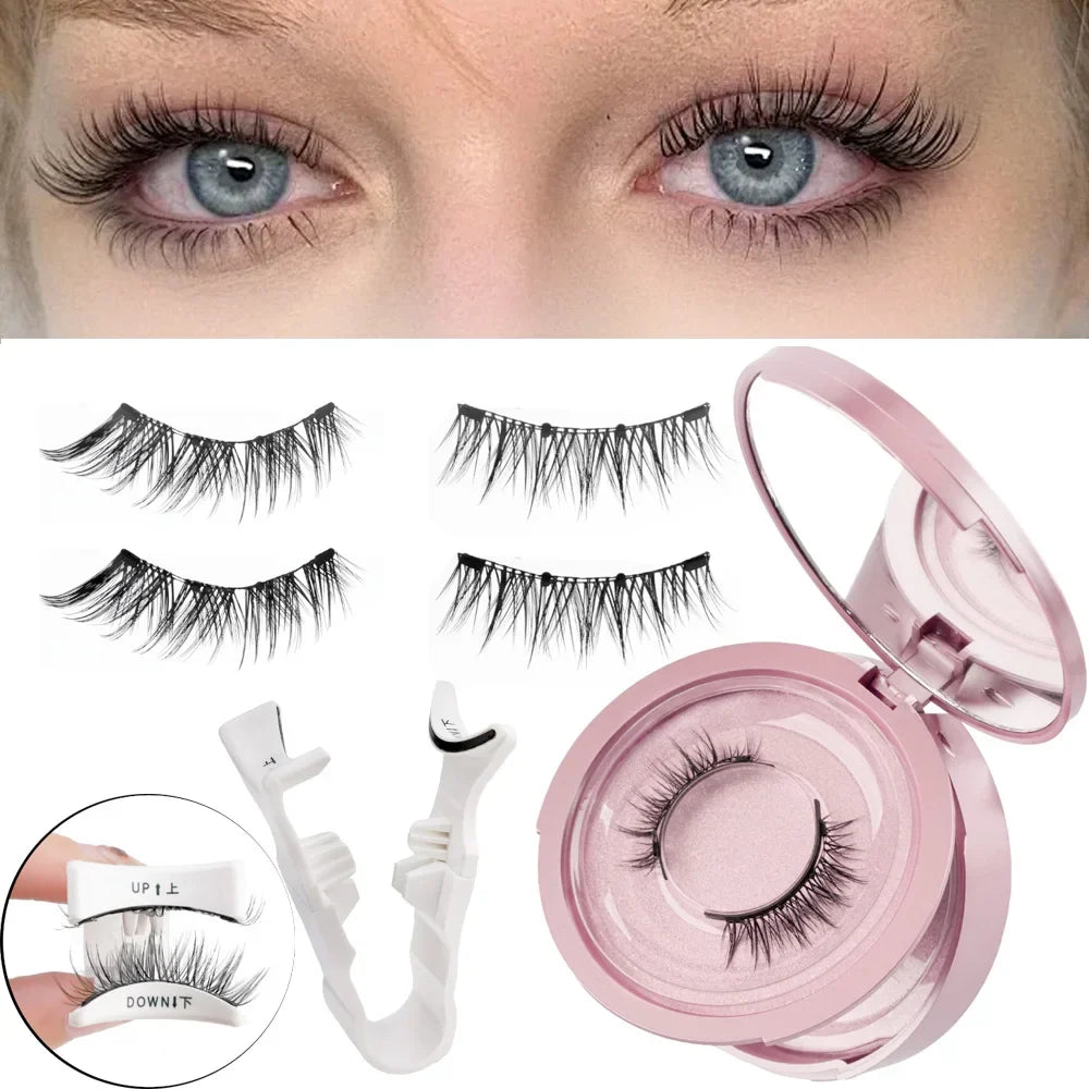 Handmade 3D Mink Magnetic False Eyelashes set with tweezers, featuring natural, long, reusable eyelashes by Blushimmer