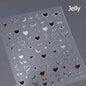 Colorful Cat's Eye 5D gradient European love heart gem nail art stickers with wing and geometric designs for manicure decoration.