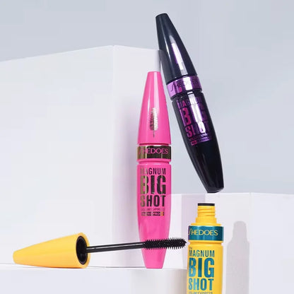 Black waterproof lengthening mascara by Blushimmer with a sleek black tube, designed for thick, long-lasting lashes.