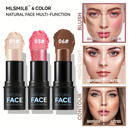 Blushimmer cream contour sticks with highlighter, bronzer, and blush in a sleek face contouring pen, water-resistant and non-greasy.