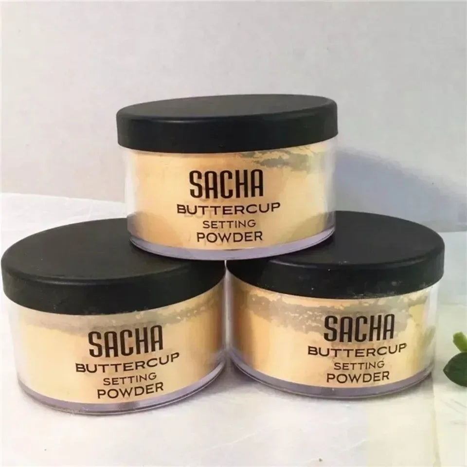 Blushimmer Sacha Buttercup Setting Powder translucent face powder for setting makeup, with a loose, matte finish.