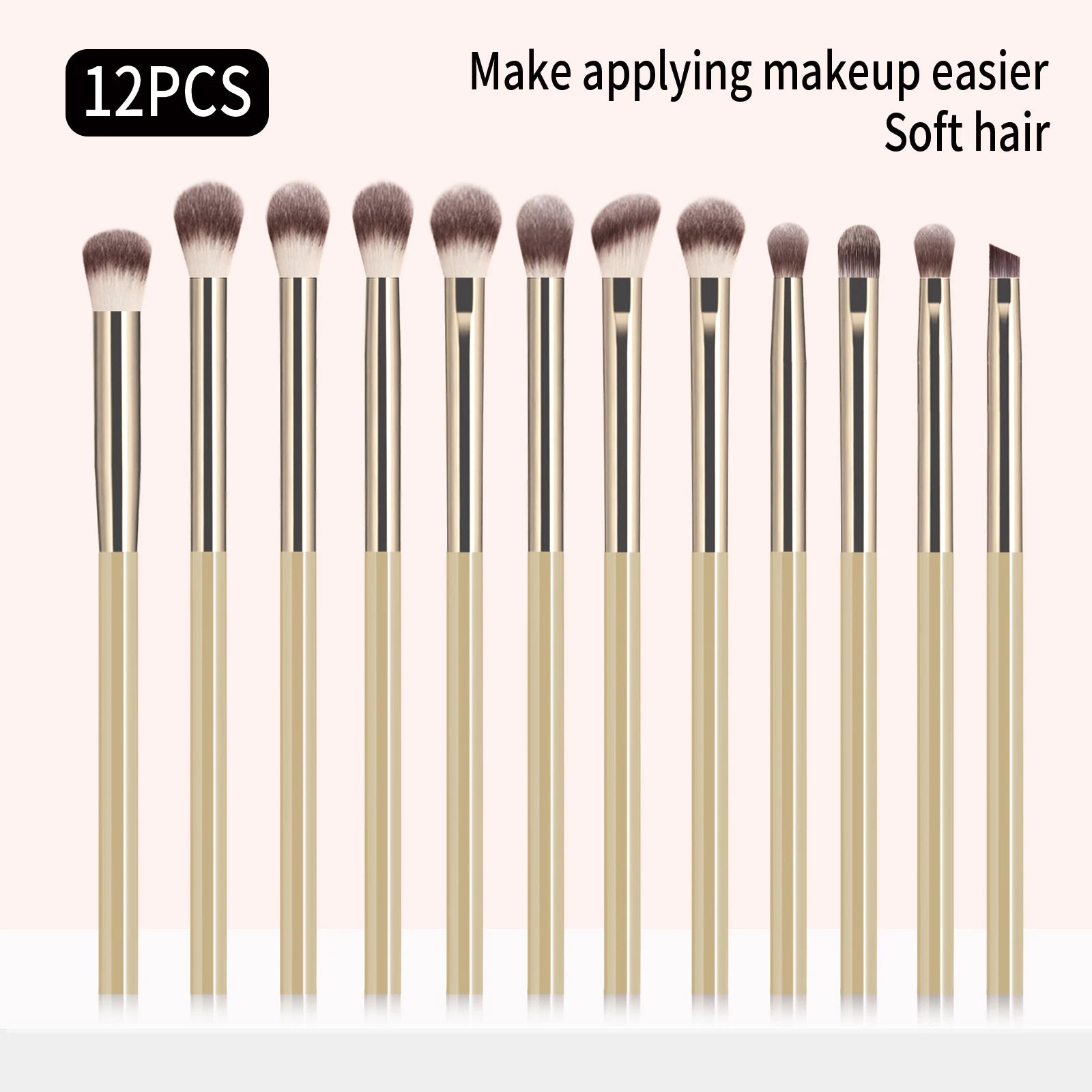 12PCS Eyeshadow Makeup Brushes Set, Soft Synthetic Hair Blending Shader Angled Liner Brushes for Eye Makeup