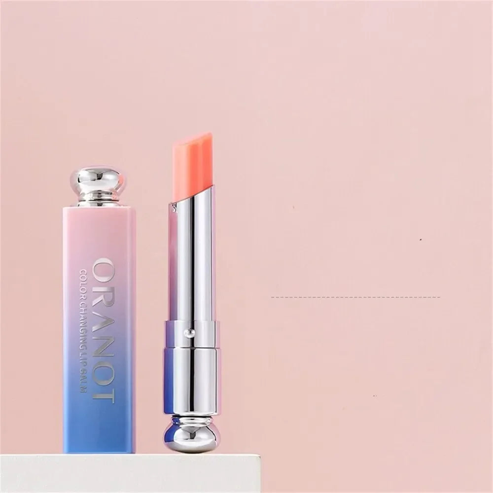 Blushimmer color-change gradient lipstick displaying a glossy, waterproof finish with a moisturizing, long-lasting tint in vibrant hues.