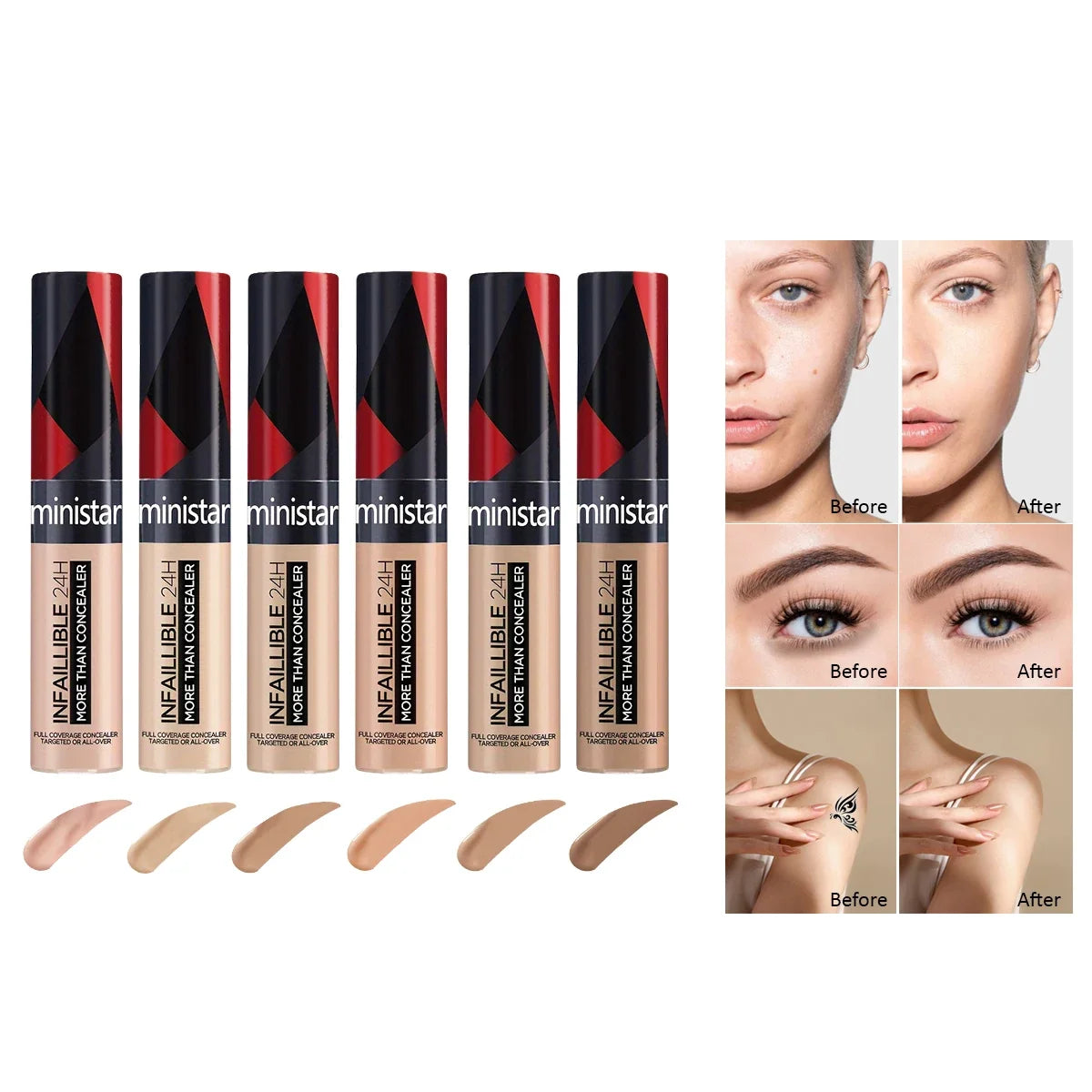 Blushimmer full coverage waterproof concealer for flawless, sweat-proof, stain-resistant skin makeup look.