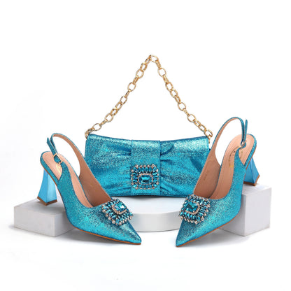 Luxurious EdleessFashion shoes and matching bags set, elegant design, in a stylish color combo, perfect for sophisticated outfits.