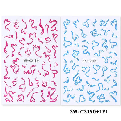 Colorful Blushimmer Sweet Element nail art stickers featuring flowers hearts cherries strawberries bows butterflies for kawaii manicures.