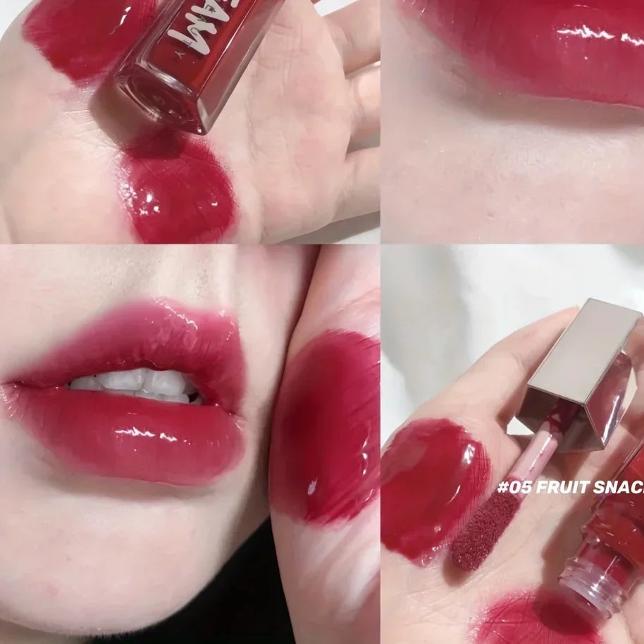 Blushimmer Fenty Beauty mauve pink waterproof liquid lip gloss with a glossy nude pink lip tint and stain finish.