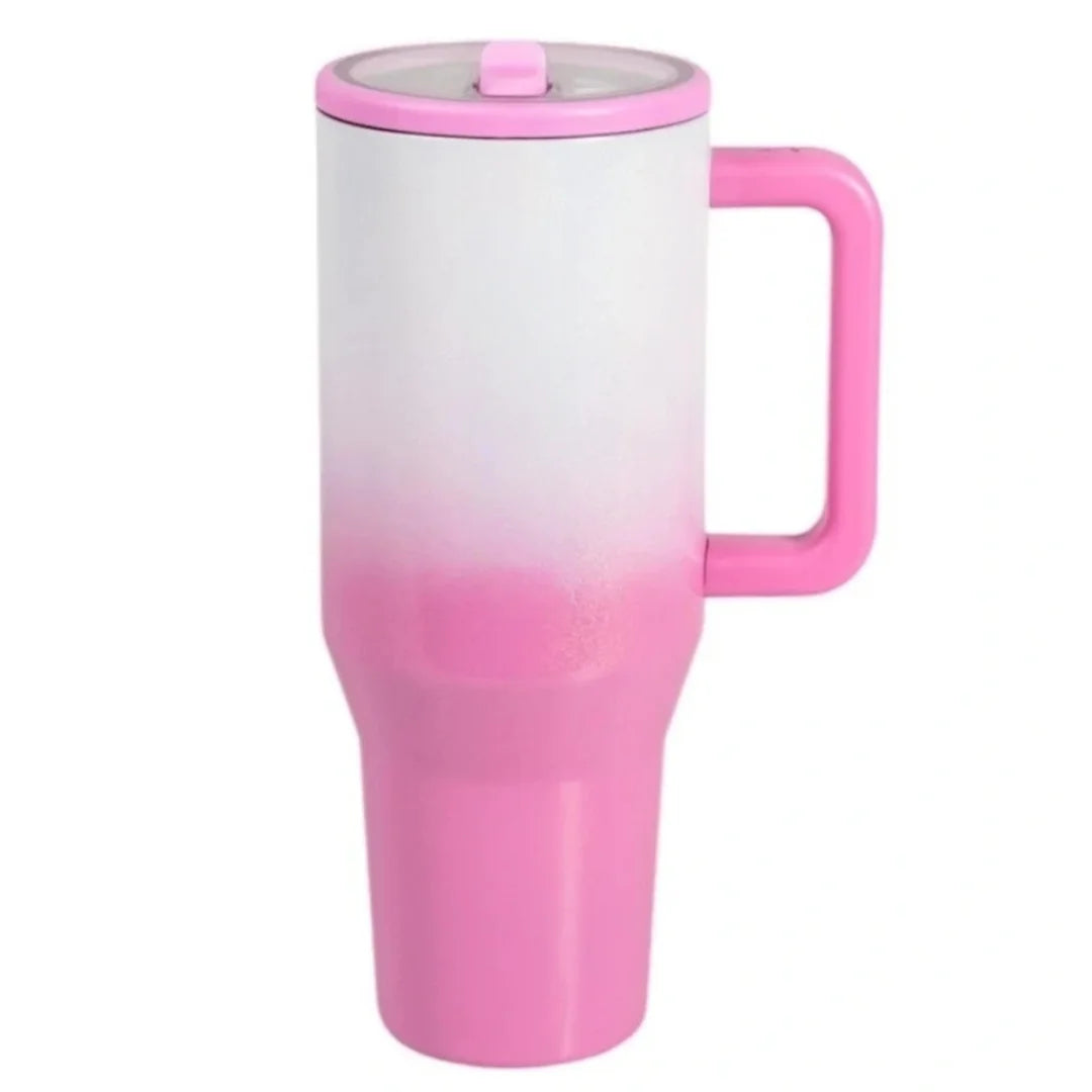 40 oz Traveler Water Bottle with Handle & Flip Straw 304 Stainless Steel Coffee Tumbler Termos Cup for Travel Mug