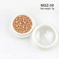 White acrylic flower nail art decorations with mixed size rhinestones and colorful gems for DIY manicure designs.