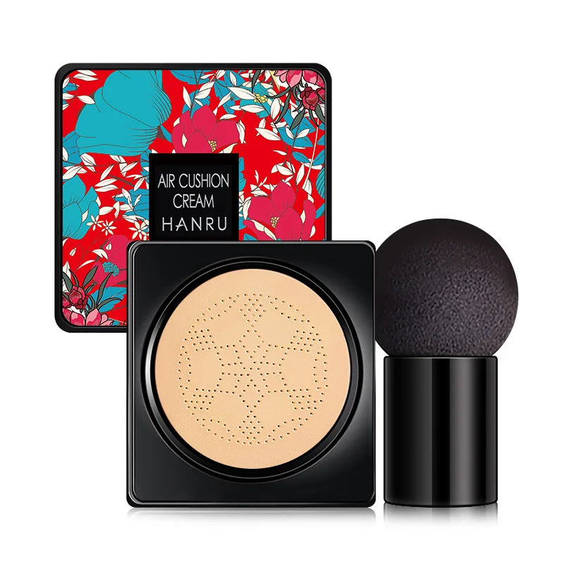 Blushimmer Mushroom Air Cushion BB cream and concealer in a sleek foundation fluid bottle, moisturizing and nourishing for even skin.