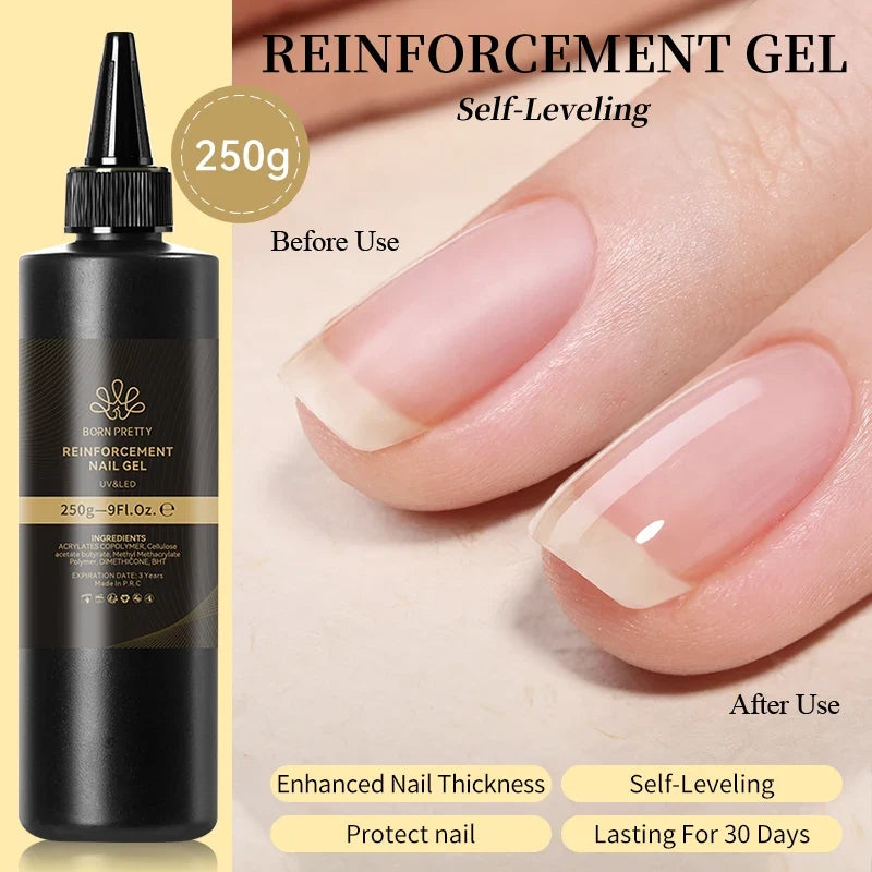 Blushimmer Born Pretty 250g black and white gel nail polish set with semi-permanent nude gel, soak-off UV LED gel, refill package