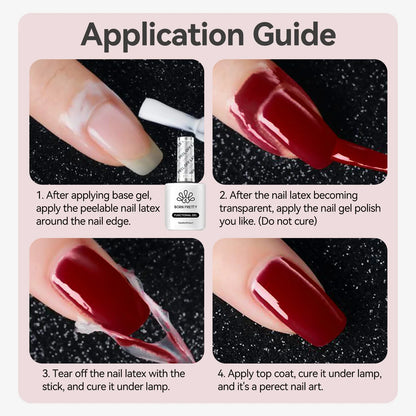 Blushimmer Born Pretty 15ml peel-off nail latex tape gel polish with quick-dry, anti-freezing formula and finger protector tool.