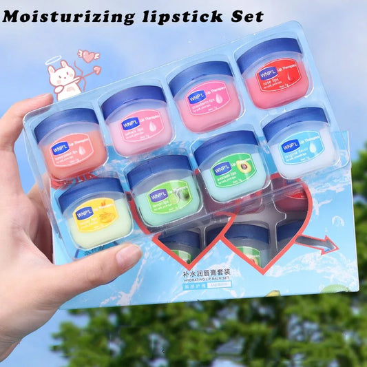 Blushimmer lip balm set with moisturizing lipstick bases and natural plant ingredients for soft, hydrated lips.