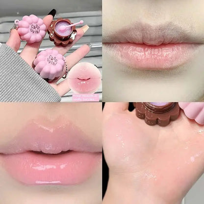 Blushimmer fruit-flavored lip balm and lip mask with deep moisturizing, nourishing dry lips and reducing lip lines.