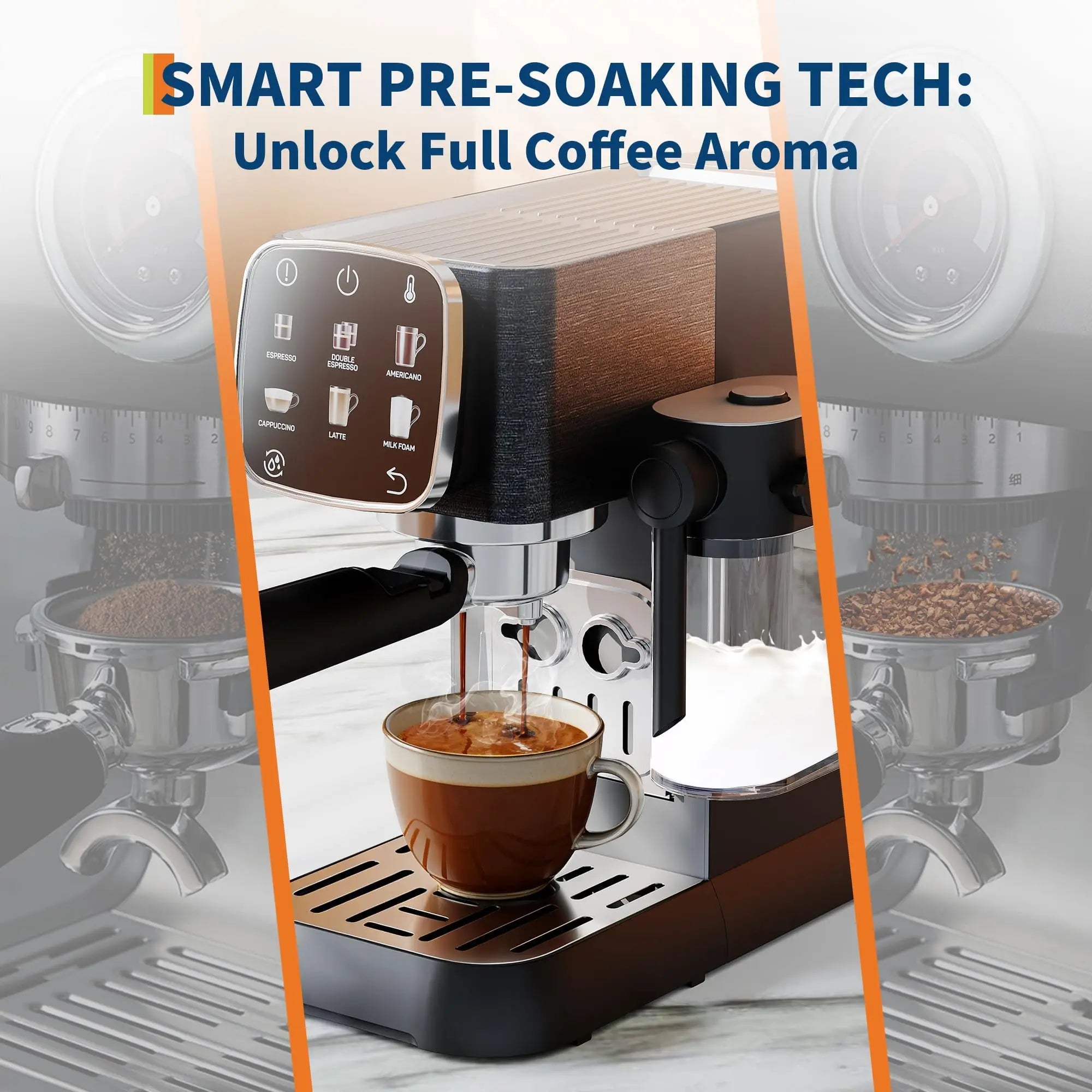 20 Bar Italian Coffee Machine, Professional Fully Automatic Coffee Maker With Milk Frother, Touchscreen Control