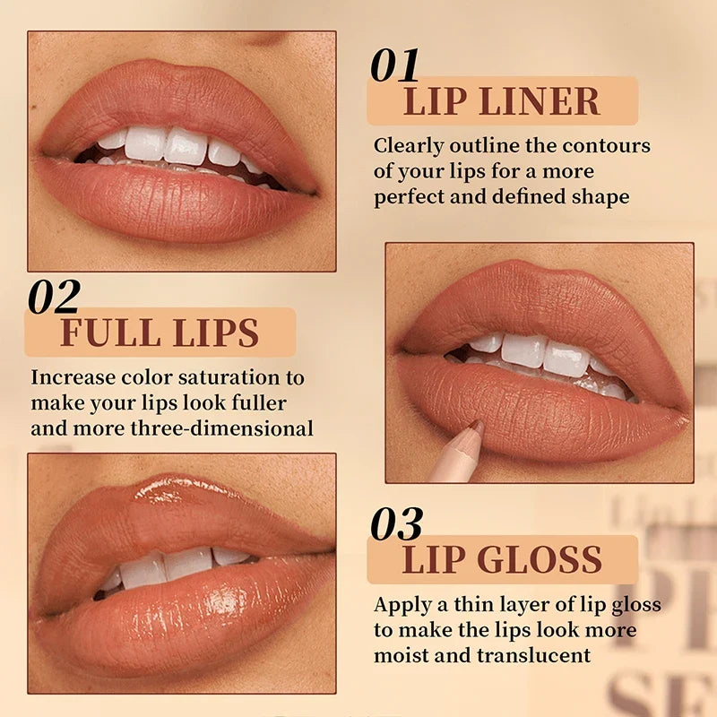 Blushimmer 12-piece matte lipliner set with smooth application, non-smudging, non-fading, ideal for natural makeup looks