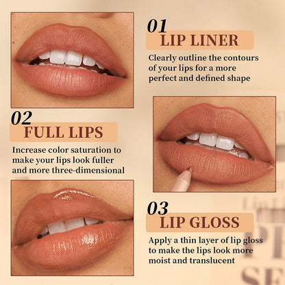 Blushimmer 12-piece matte lipliner set with smooth application, non-smudging, non-fading, ideal for natural makeup looks