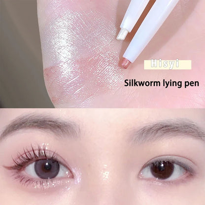 Blushimmer Hisyi 2-in-1 lying silkworm eyeliner and highlighter pen with sleek black design and dual-tip application