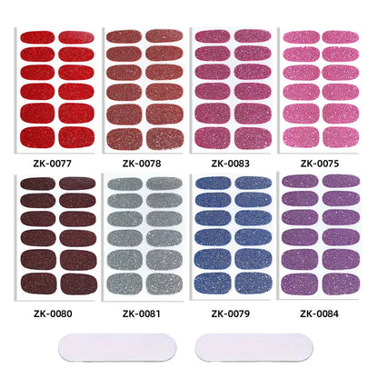 Gradient Cat Eye Style Nail Art Stickers, 16-Piece Set Self-Adhesive Waterproof Glitter False Nail Decals
