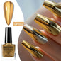 Blushimmer 8ml mirror metallic nail polish bottle with glossy finish, ideal for air-dry, long-lasting DIY manicure designs.