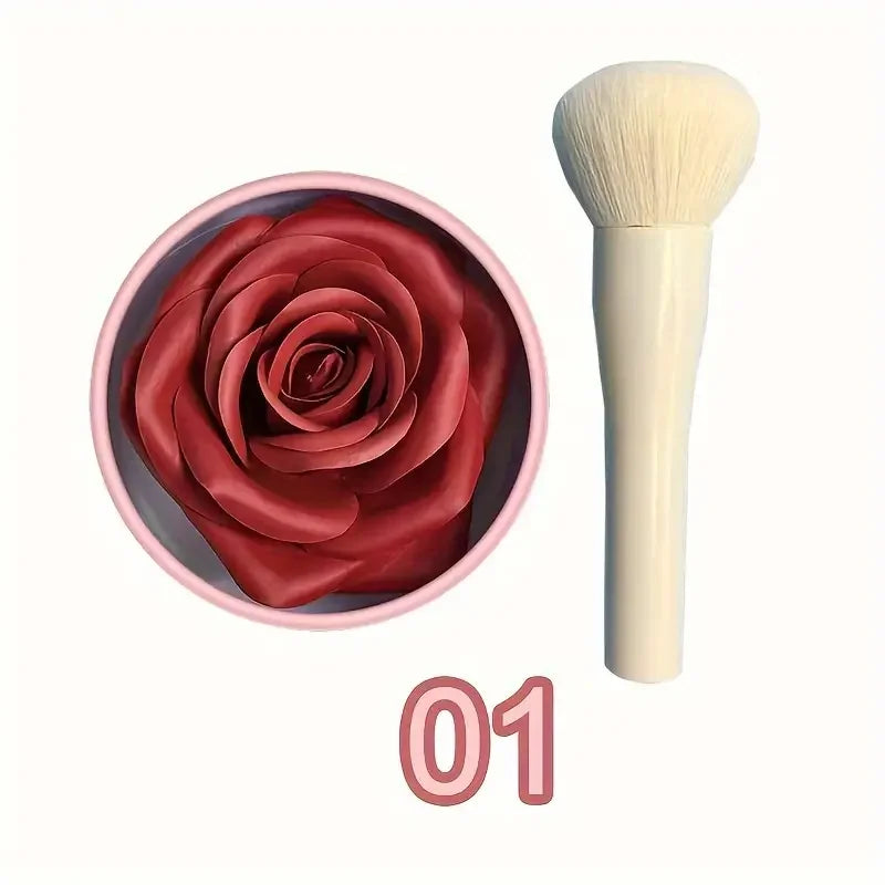 Blushimmer 2-piece Petal Blush Palette set with brush, high-gloss contouring cream, blush, and rouge for women’s makeup and cosmetics.