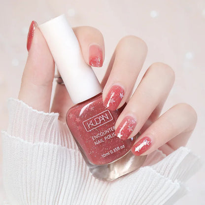 Blushimmer 10ml water-based nail polish in semi-permanent formula with quick-dry, tearable finish, 40 vibrant colors for DIY manicure