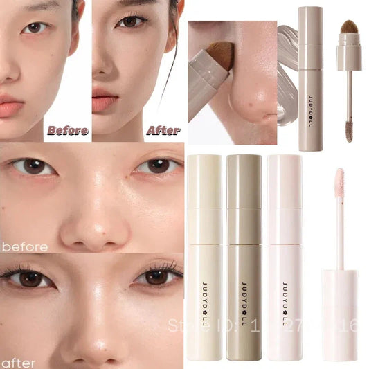 Judydoll Blushimmer liquid contour and highlighter set with grey-brown matte nose shadow and face-brightening bronzer in a sleek cream format