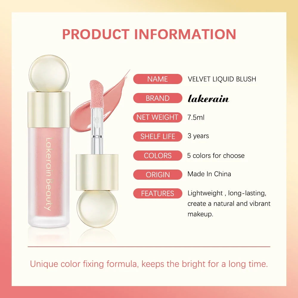 Blushimmer 7.5ml matte liquid blush in orange peach shade, natural cheek tint with waterproof, creamy, velvety finish.