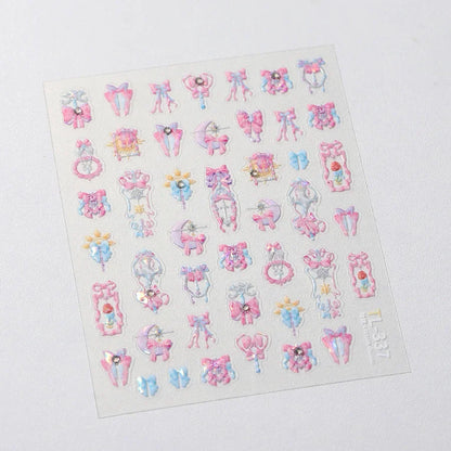 Dream Flower window shell nail art stickers by Blushimmer, featuring Japanese floral self-adhesive decals for press-on nail decoration.