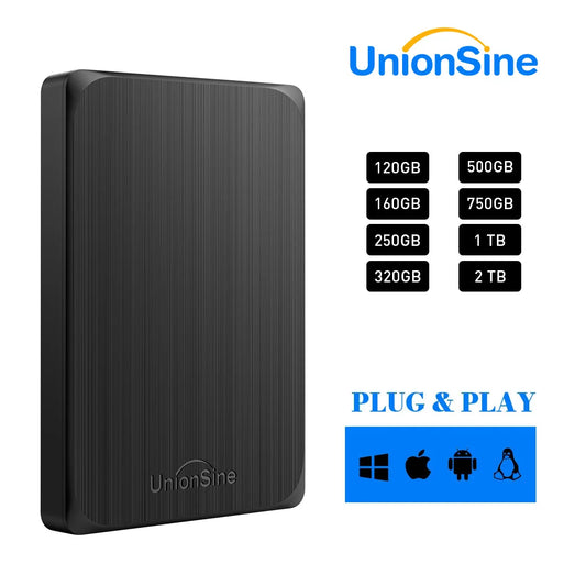 UnionSine 2.5'' HDD External Hard Drives 500GB/1TB USB 3.0 Portable, Reliable Backup for PC, Laptop, PS4/PS5, Xbox
