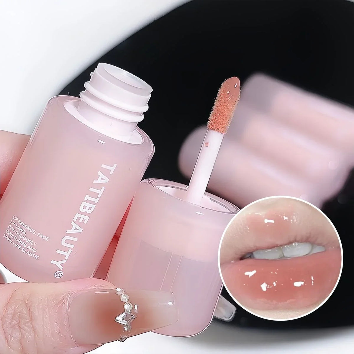 Blushimmer DIKALU Water Lip Gloss with crystal jelly texture, hydrating, plumping, moisturizing colored lip tint on lips.
