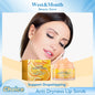 Blushimmer orange lip scrub with exfoliating beads, softening and hydrating lips, removing dead skin, and reducing pigmentation.