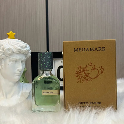 Unisex long-lasting oriental woody perfume bottle by Blushimmer, featuring warm amber, soft musk, and earthy notes in a 50ml size.