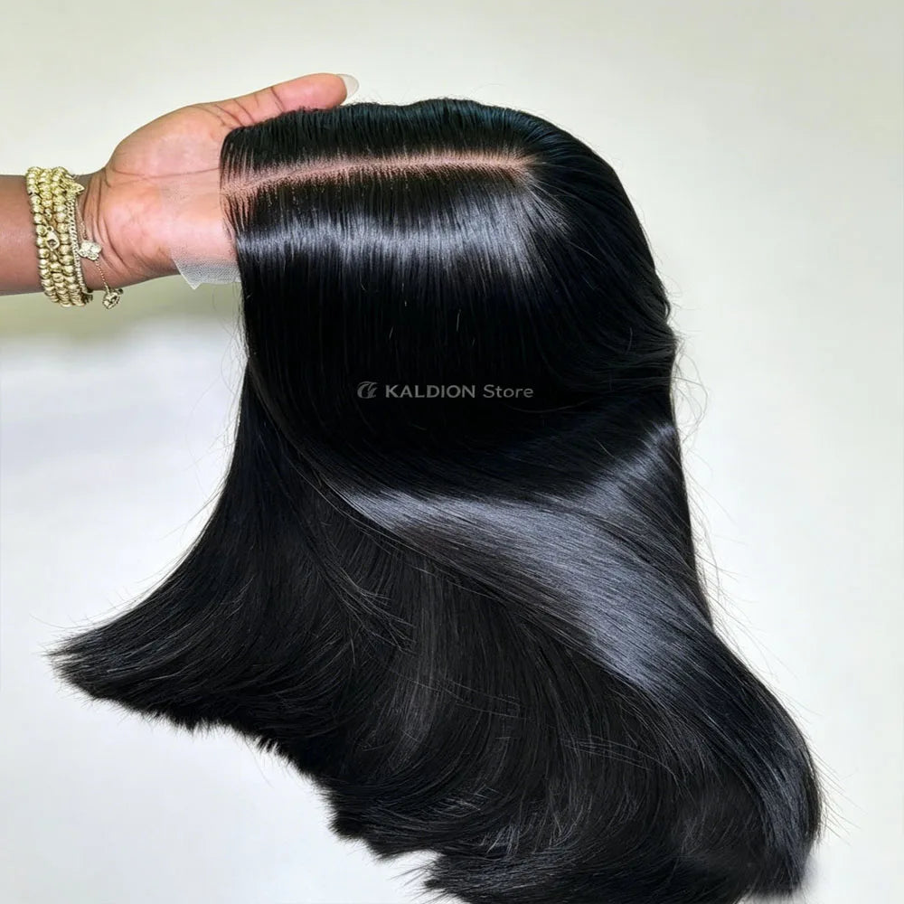 40-inch bone straight human hair wig with transparent lace, Brazilian full lace frontal, 13x4 or 13x6, 250% density, Selvanelle.