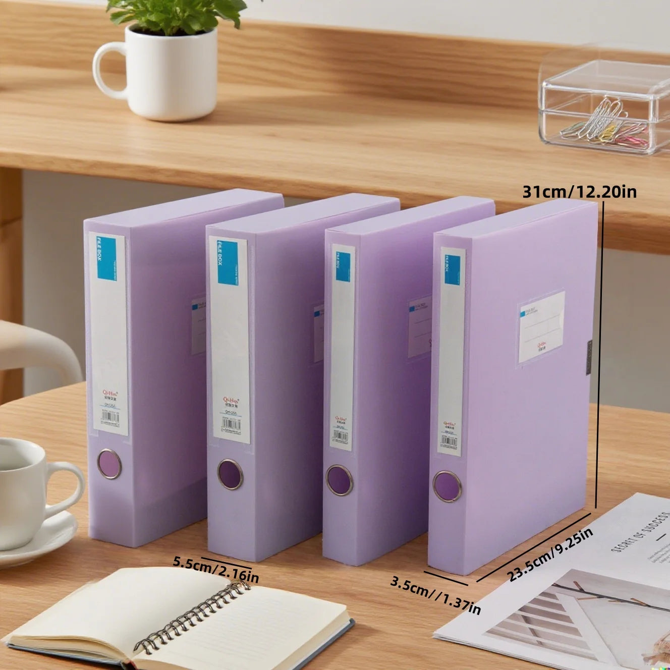 4-Piece Set of File Boxes, A4 Document Boxes, Office Desk Storage Boxes, Large-Capacity Contract Folder Storage, Office Supplies