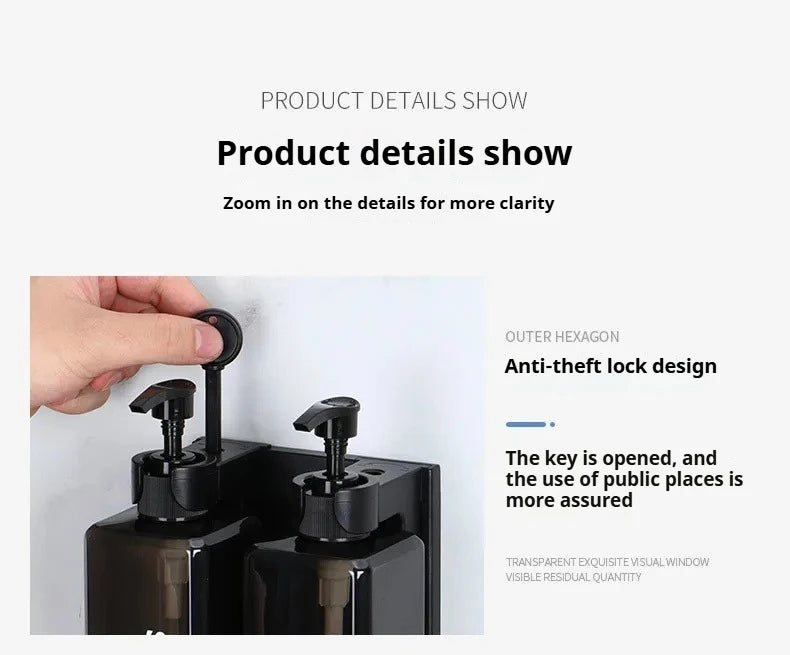 Hotel Shampoo and Shower Gel Separate Bottles Wall Mounted No Punching Hand Sanitizer Boxes Wall Mounted Manual Soap Dispensers