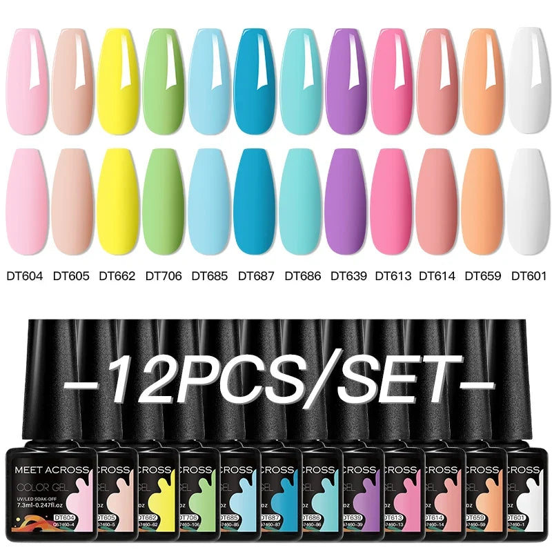 12-piece all-season nail gel polish set by Blushimmer featuring multicolor, long-lasting UV LED gel nail supplies for women.