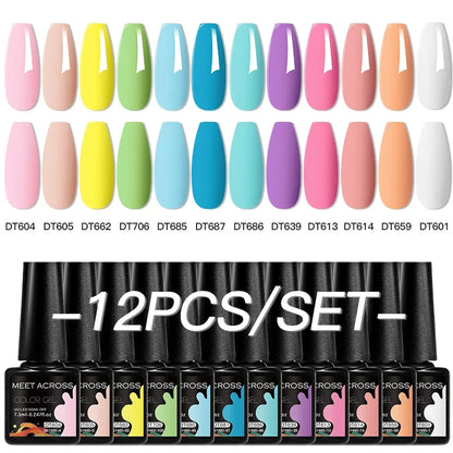 12-piece all-season nail gel polish set by Blushimmer featuring multicolor, long-lasting UV LED gel nail supplies for women.