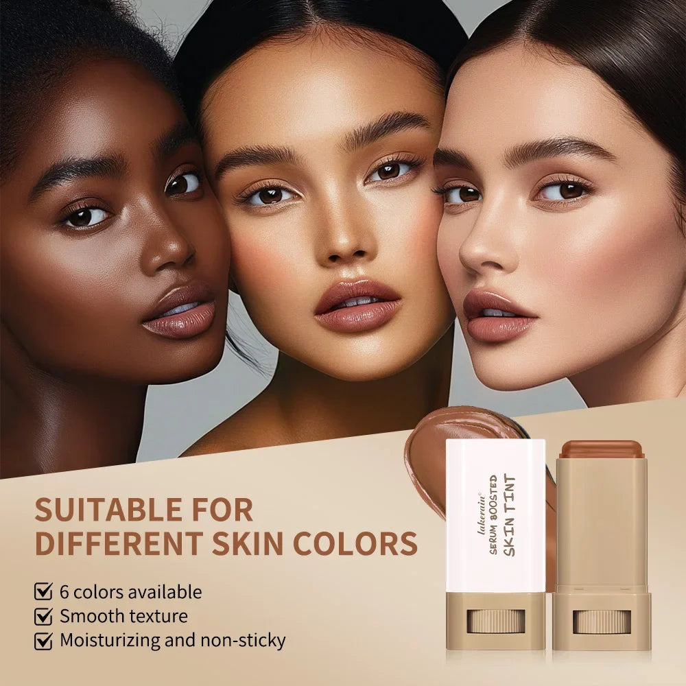 Blushimmer Skin Tint Foundation Stick with concealer, serum boost, and high coverage for smooth, plumped, and travel-friendly coverage.