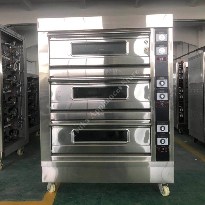 Oven Electric Commercial Large Capacity Timing Three Layer Six Plate Food Pizza Cake Bread Bakery Equipment Baking Furnace