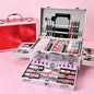 Blushimmer makeup gift set for women with face powder, eyeshadow palette, lipstick, brushes, highlighter, and bronzer.