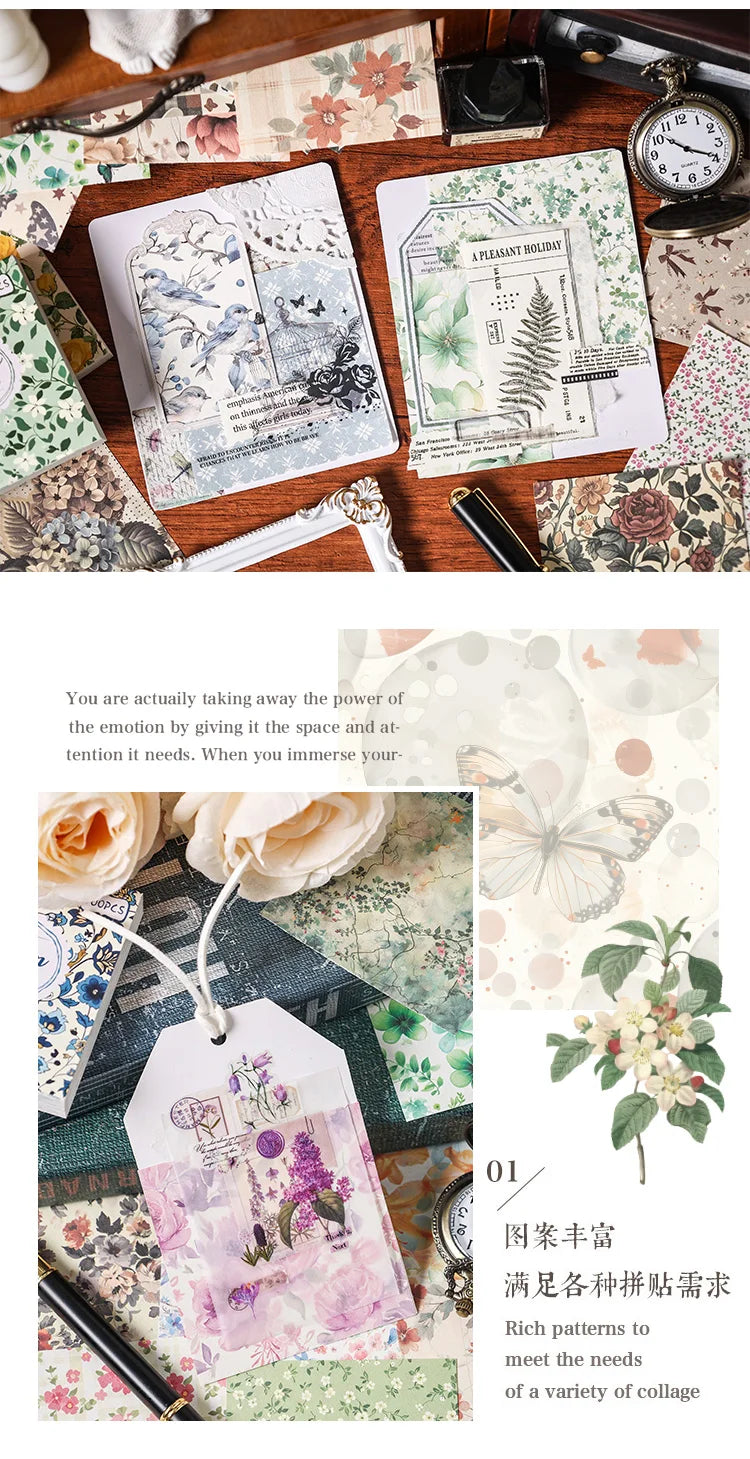 100pcs Vintage Paper Multi Style Deco Retro Stationery Supplies Writing Paper Junk Journal Label Scrapbooking Material Supplies