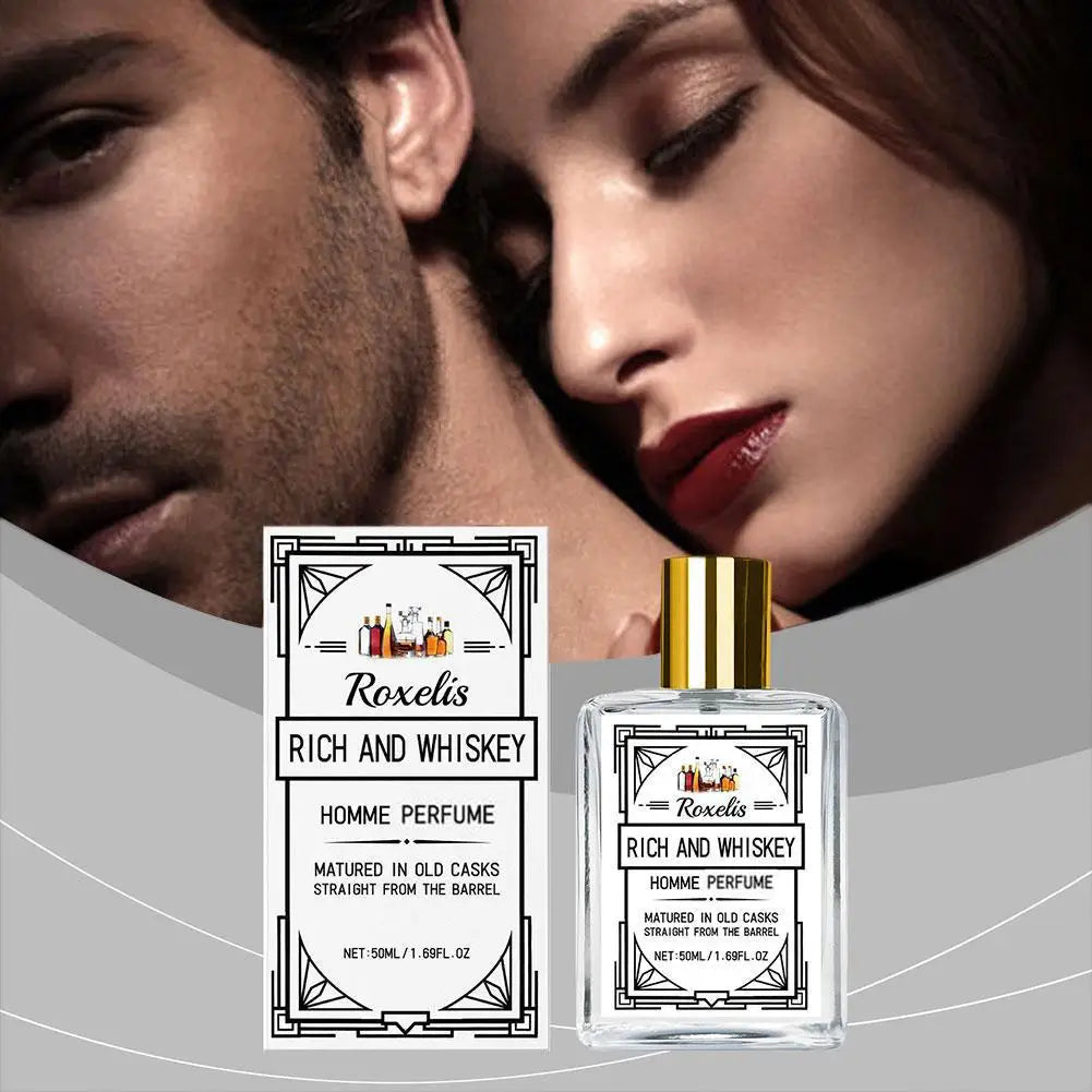 Men's perfume by Blushimmer featuring Charming Whiskey scent with natural pheromones, long-lasting, refreshing, and elegant for dating.
