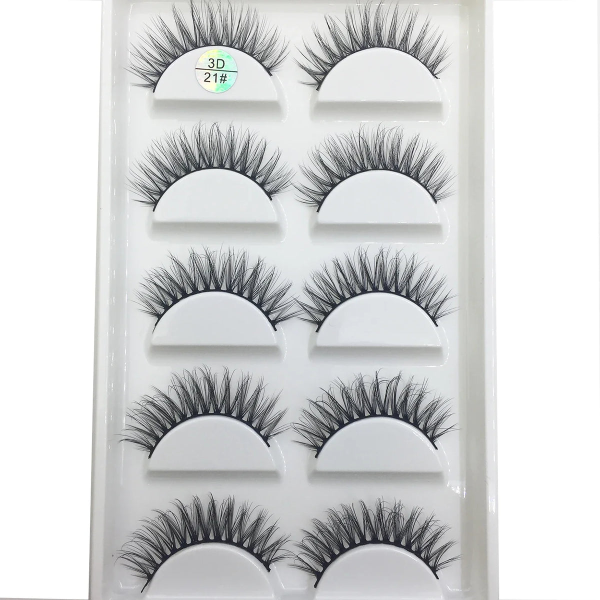 Set of 15 style 3D faux mink false eyelashes by Blushimmer with 5 pairs of thick, wispy, natural-looking false eye lashes