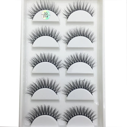 Set of 15 style 3D faux mink false eyelashes by Blushimmer with 5 pairs of thick, wispy, natural-looking false eye lashes