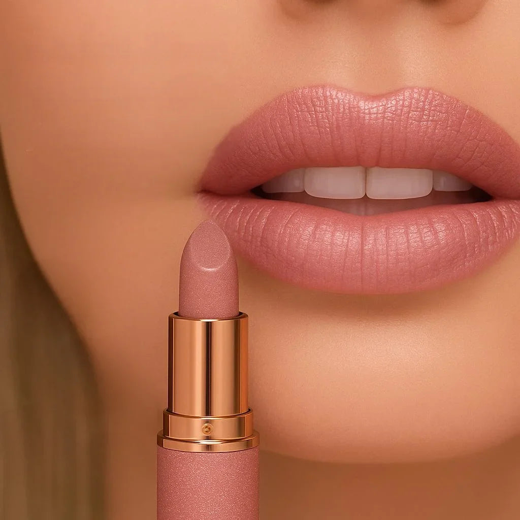 Blushimmer Rose Smoke Powder with glossy velvet texture, waterproof and anti-fouling for shiny, durable lips in a starry sky-inspired shade.