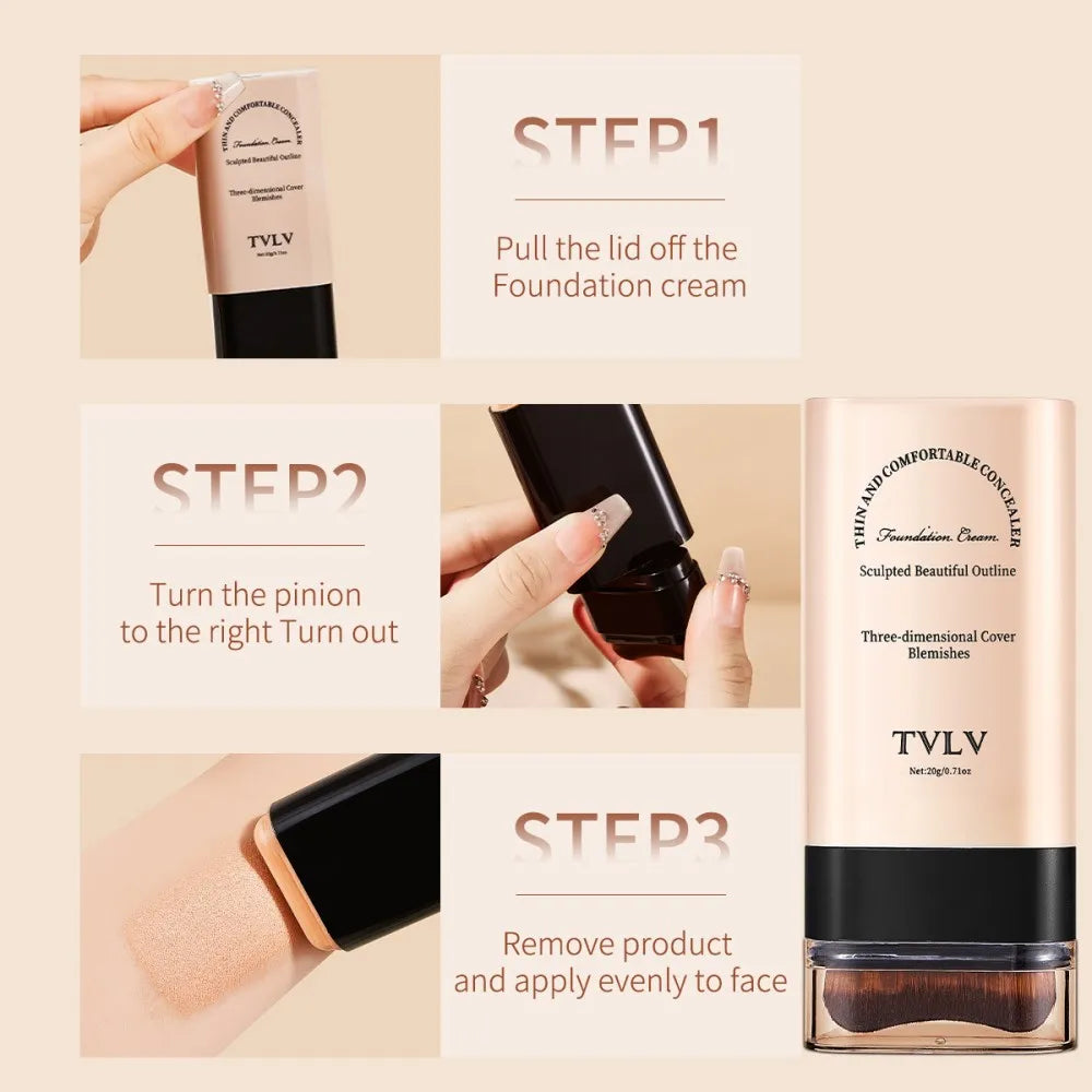 Blushimmer TVLV eraser foundation makeup stick with brush, 20g, brightening liquid foundation, long-lasting concealer, non-marking.