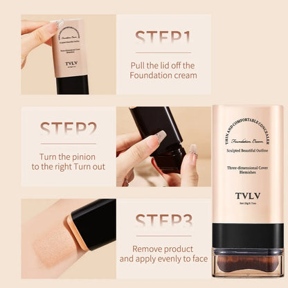 Blushimmer TVLV eraser foundation makeup stick with brush, 20g, brightening liquid foundation, long-lasting concealer, non-marking.