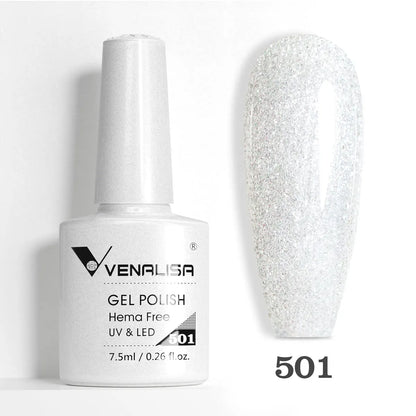 Blushimmer Venalisa HEMA TPO free glitter nail gel polish in jelly pink nude for UV and LED French manicures