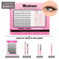 Blushimmer WOSHEER eyelash clusters kit with faux mink lashes, lash bond, seal, and remover for DIY eyelash extension application.